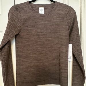 Athleta Brown Ribbed Athletic Long Sleeve Shirt